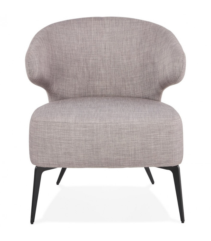 Fauteuil design gris en tissu et métal Justine