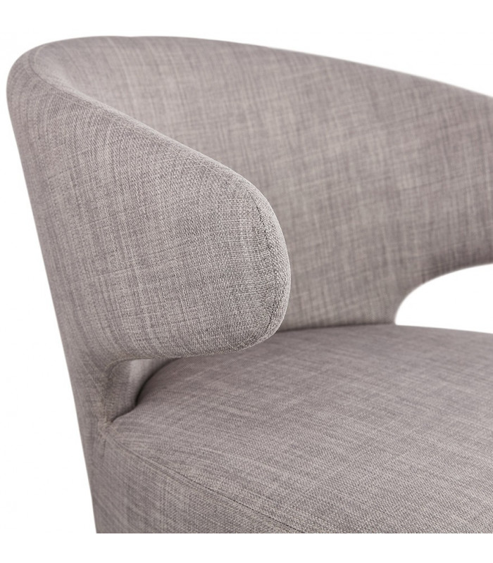 Fauteuil design gris en tissu et métal Justine