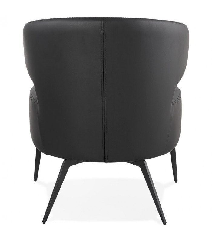 Fauteuil design noir en similicuir et métal Dimitri