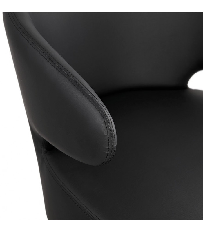 Fauteuil design noir en similicuir et métal Dimitri