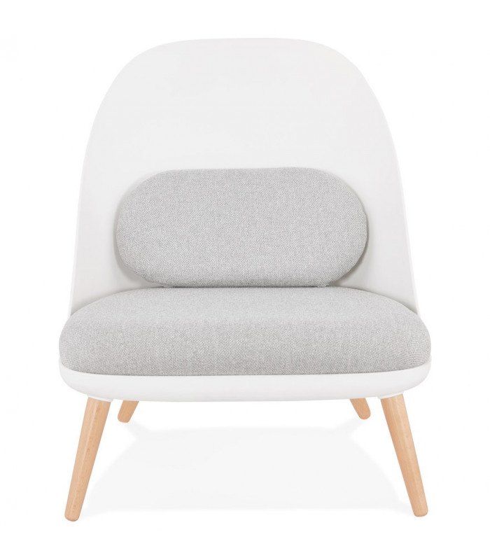Fauteuil design blanc en plastique et tissu Evie