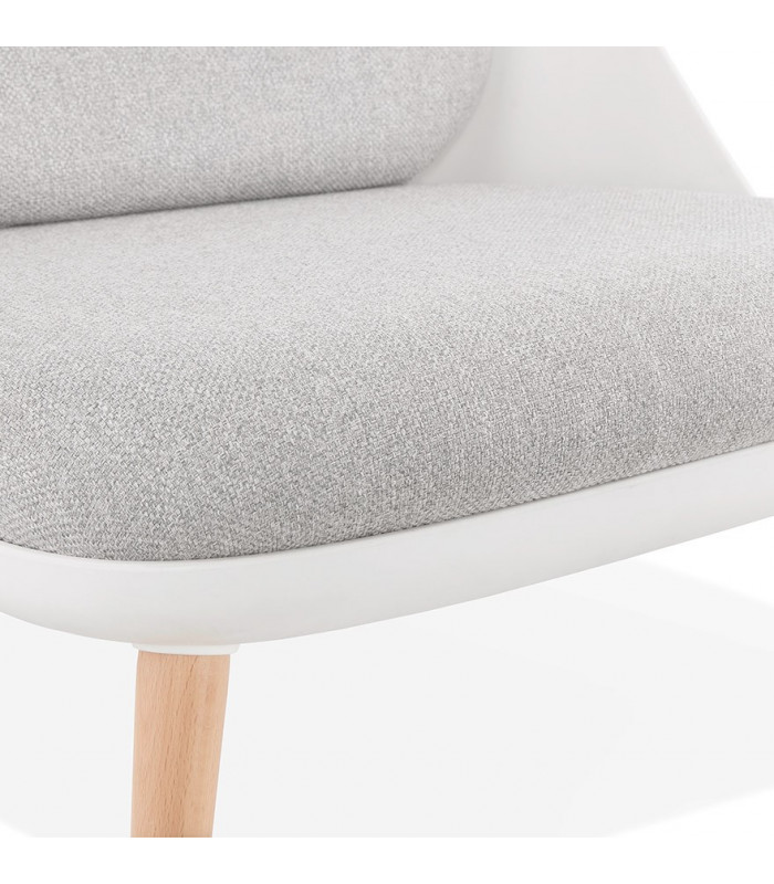 Fauteuil design blanc en plastique et tissu Evie