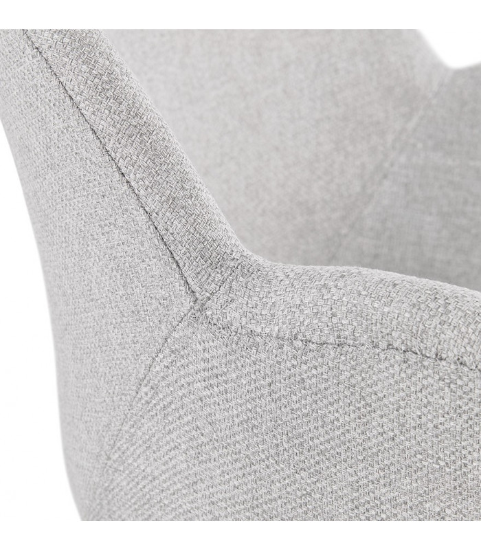 Fauteuil design gris clair en tissu et bois Claudia