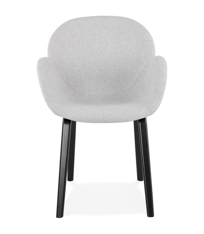 Fauteuil design gris clair en tissu et bois Claudia