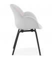 Fauteuil design gris clair en tissu et bois Claudia