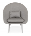 Fauteuil design gris clair en tissu et métal Kew