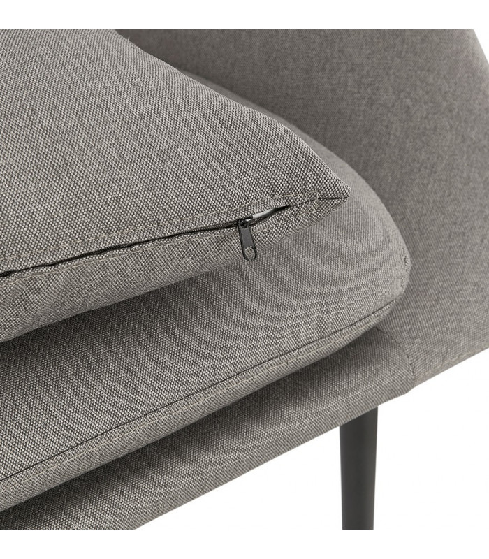 Fauteuil design gris clair en tissu et métal Kew