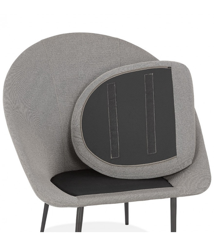 Fauteuil design gris clair en tissu et métal Kew