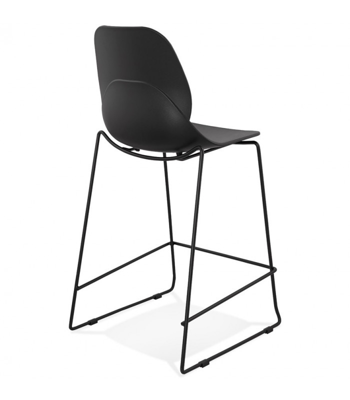 Tabouret de bar design noir en plastique et métal Reman Mini