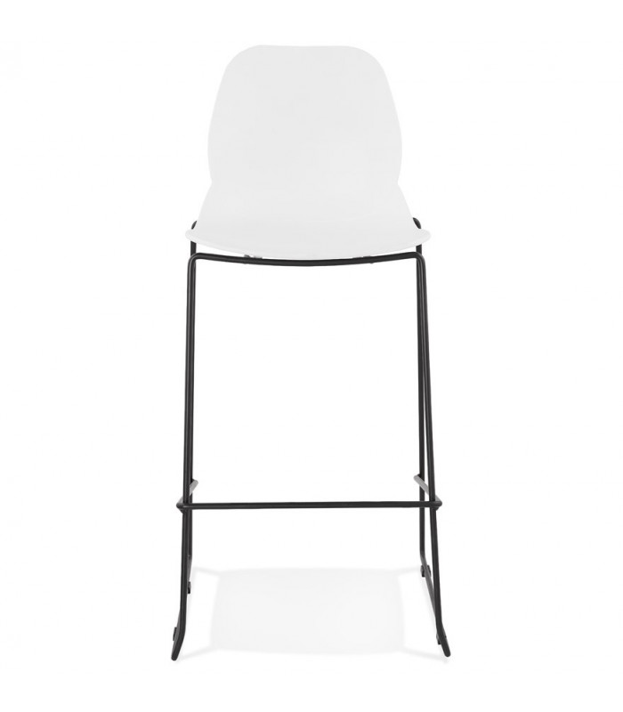 Tabouret de bar design blanc en plastique et métal Reman