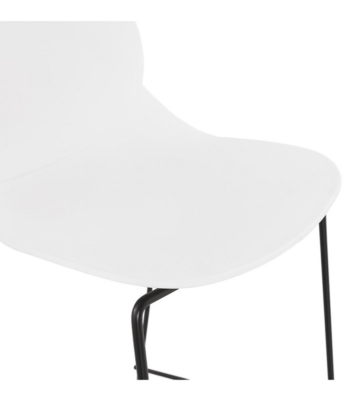 Tabouret de bar design blanc en plastique et métal Reman