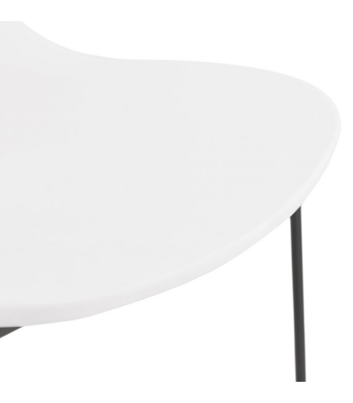 Tabouret de bar design blanc en plastique et métal Reman