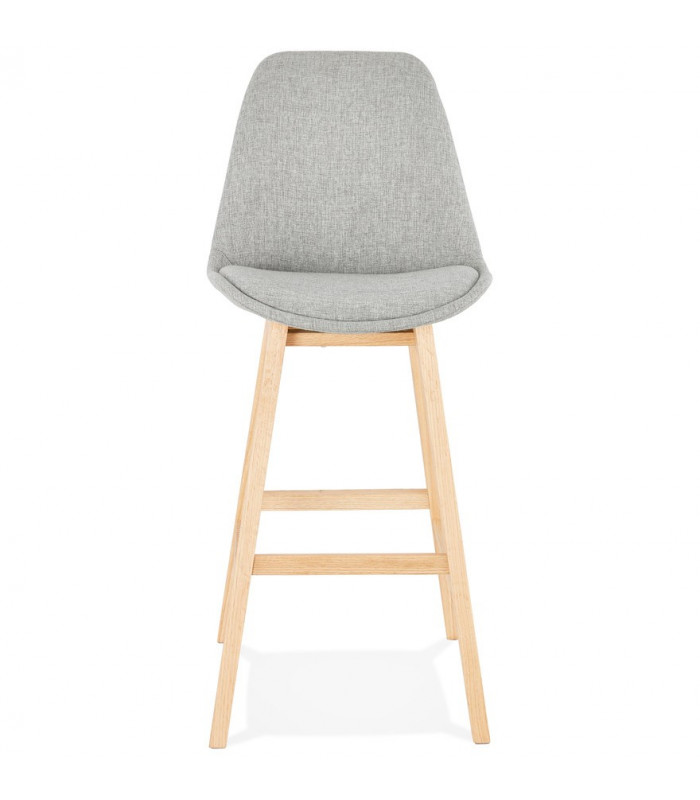 Tabouret de bar design gris en tissu et bois Leila