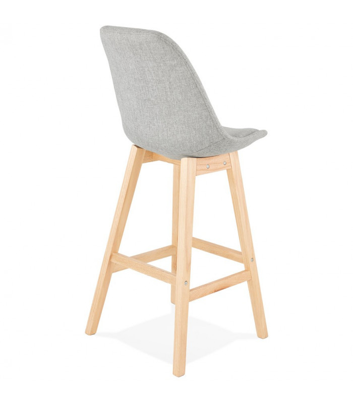 Tabouret de bar design gris en tissu et bois Leila
